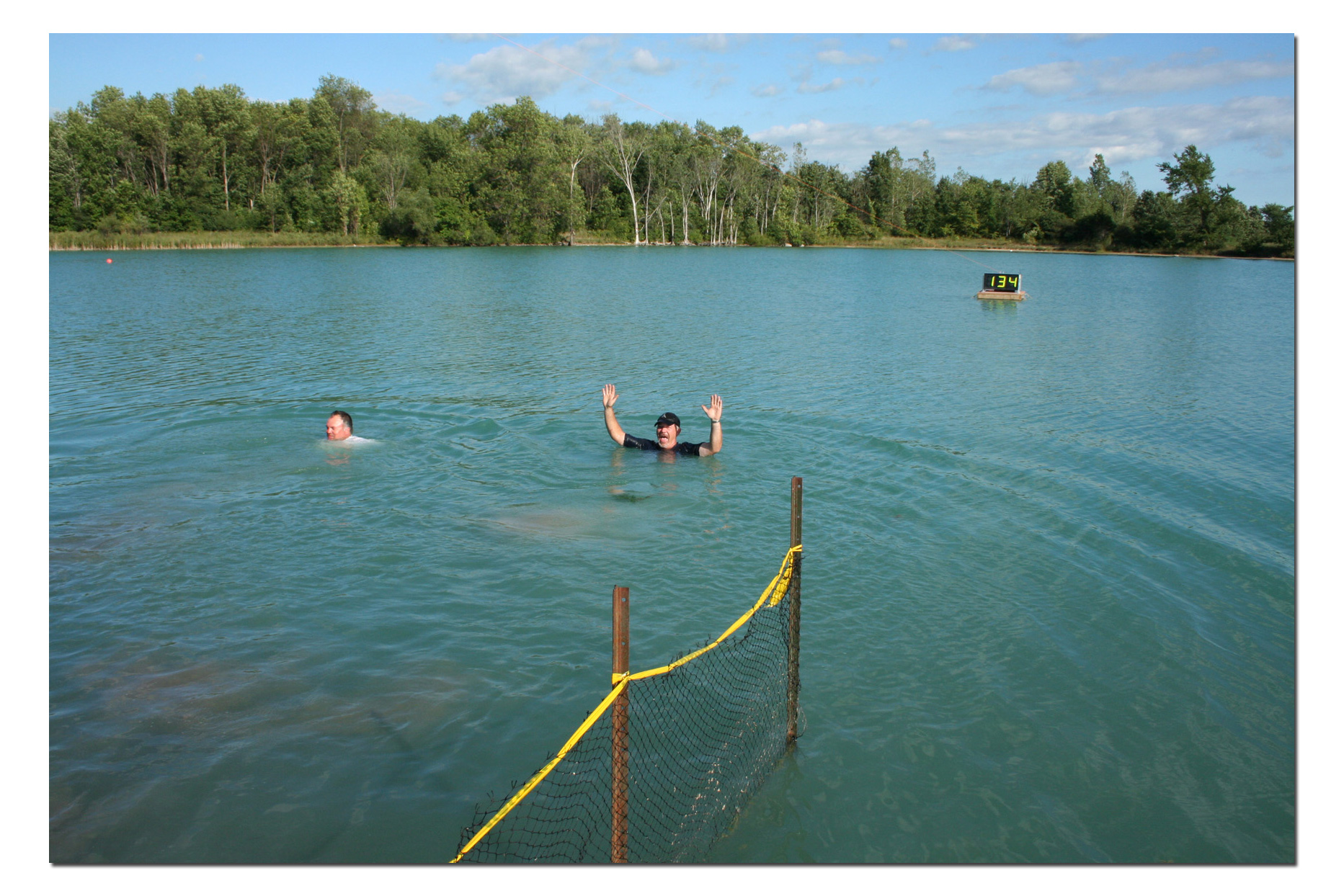 Brad and Gary Isles taking 1rst trophy swim!